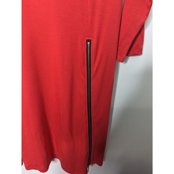 Comfy USA Jersey Shift Swing Dress Red Zipper Hem Accent Size Medium - Picture 7 of 8